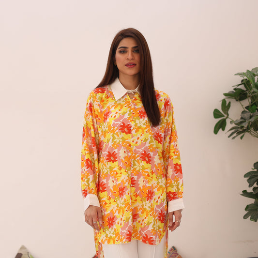 Vibrant Floral 2-Piece Modest Shirt Set